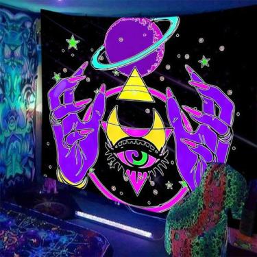 Imagem de Tapeçaria Fluorescente Luminous Planet Eyes Mão Wall 150x150cm - Yiwei