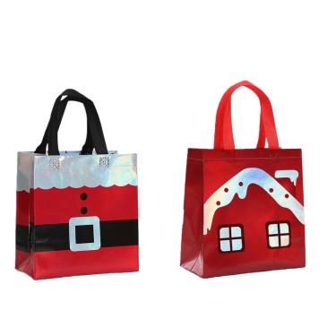 Imagem de Sacos de presente não tecidos coloridos com design de Natal 23x22x11cm 12P