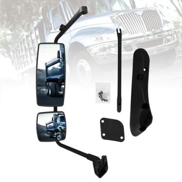 Imagem de SEPEY Espelho de porta para caminhão INTERNATIONAL 4300, motorista/lado esquerdo, conjunto de espelho de porta com braço preto para caminhão INTERNATIONAL 4300 4400 7400 7600 8500 8600