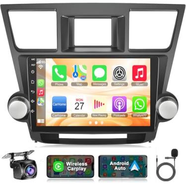 Imagem de Rádio automotivo 4G + 64G para Toyota Highlander 2008 2009 2010 2011 2012 2013, sem fio e Android Auto com Android 13, compatível com Bluetooth/controle de voz/GPS/WiFi/SWC/FM, tela sensível ao toque
