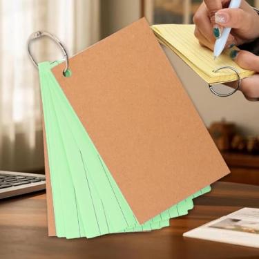 Imagem de 1 fichário de 50 folhas, linha horizontal, livro de notas de folha solta, cartões pequenos de revisão, para blocos de notas de escritório, 12,7 x 7,8 cm (verde)