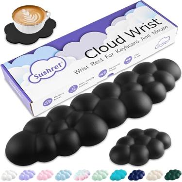 Imagem de Sushret Apoio de Pulso para Teclado em Nuvem, Espuma de Memória e Couro PU, Apoio Ergonômico para Mãos e Palmas, Acessório Gamer/Escritório, Descanso de Pulso para Computador – Preto