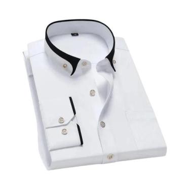 Imagem de Camisa Masculina Casual De Negócios Com Gola Contrastante E Manga Long