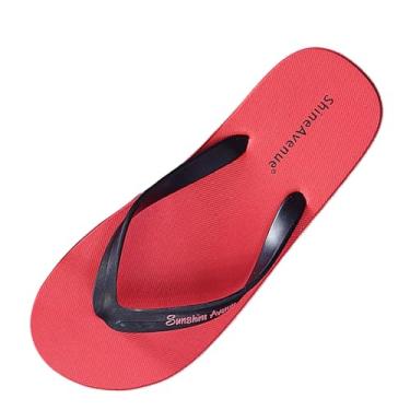 Imagem de Chinelos femininos modernos de inverno para uso interno com sola grossa, sapatos quentes de pelúcia para conforto doméstico e antiderrapante, Vermelho, 40