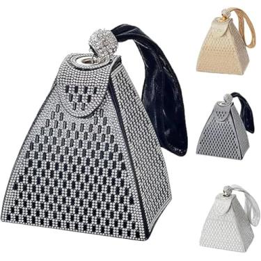 Imagem de Crystal Pyramid Strass Bolsas de noite luxuosas, bolsa de mão moderna para mulheres, bolsa de coquetel, casamento, noivado para festa, Preto, 1pcs