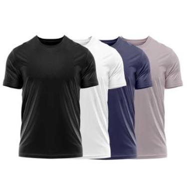 Imagem de Kit 4 Camisetas Dry Uv Masculina Blusa Camisa Fitness Academia Basica Lisa-Masculino