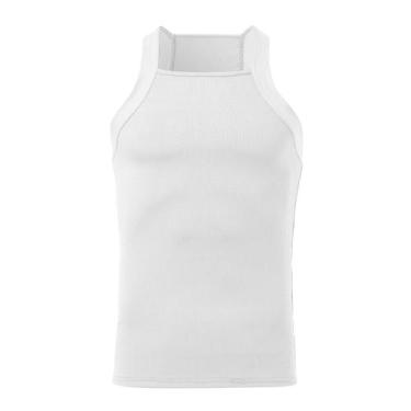 Imagem de Regatas Masculinas Sem Mangas - Gola Redonda, Cores Sólidas, Academia 