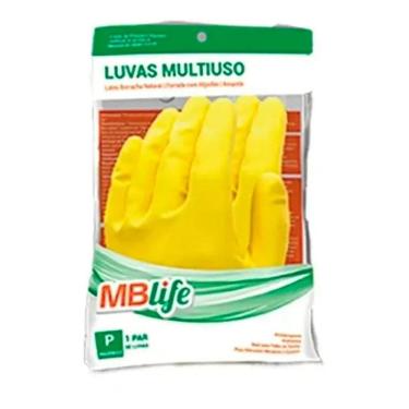 Imagem de 2X 1 Par Luva Borracha Látex Amarela Multiuso Limpeza Jardim