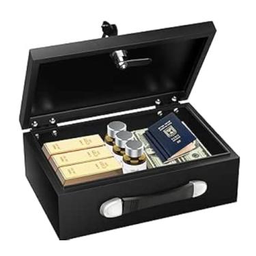 Imagem de Caixa de documentos à prova de fogo, cofre grande resistente ao fogo com fechadura para chave para casa, caixa portátil à prova de fogo para itens pessoais, passaporte, dinheiro, tablet, exterior 32,5