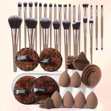 Imagem de Pincéis de maquiagem, kit de maquiagem multifuncional, conjunto de ferramentas de maquiagem com pincel de base de maquiagem, conjunto de pincéis de maquiagem (conjunto de 46 peças)