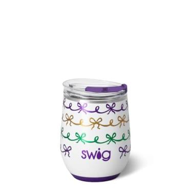 Imagem de Swig Life Copo de vinho de 340 g com tampa, aço inoxidável, lavável na lava-louças, portátil, copo de vinho com isolamento triplo (arcos de carnaval)
