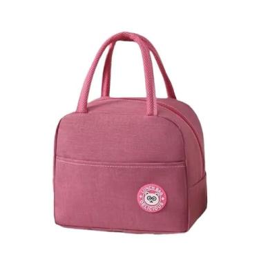Imagem de Bolsa Térmica Lancheira para Marmita com Alça – Conserva Temperatura, Impermeável e Espaçosa (Rosa)