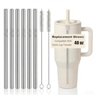 Imagem de 6 Pçs Canudos de Metal Compatíveis com Hidro Jarro Traveler 1,134 g
