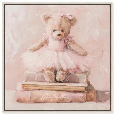 Imagem de Art Remedy Livros de bailarina Teddy Books Canvas Kids Art Prints, moldura prata, 30,5 cm x 30,5 cm