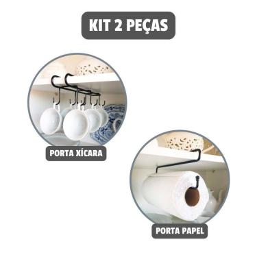 Imagem de Organizador Cozinha 2 Peças Prateleira Armário Suspenso Aço