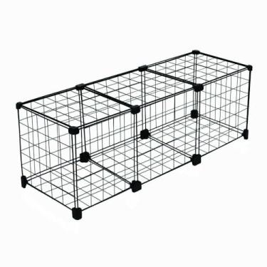 Imagem de Cercado Gaiola Aramado Porquinho da Índia Coelho 30x90x30cm Viveiro Pet com Fundo e Teto(PRETO)
