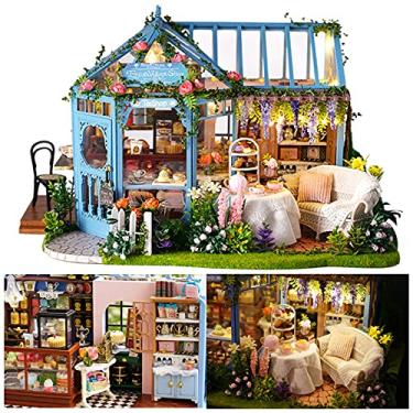 Imagem de Naroote Kit de Casa de Bonecas de Madeira Faça você Mesmo, Casa de Brinquedo de Montagem Em Miniatura Realista para Artigos de Decoração Doméstica para Maiores de 14 Anos Com Madeira, Tecido e