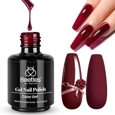 Imagem de Beetles Esmalte Vermelho Oxblood Vermelho Escuro Vermelho Marrom Vermelho Outono Gel Esmalte 15 ml Absorver LED UV Necessário Arte Manicure Salão DIY Design em Casa Presentes para Mulher