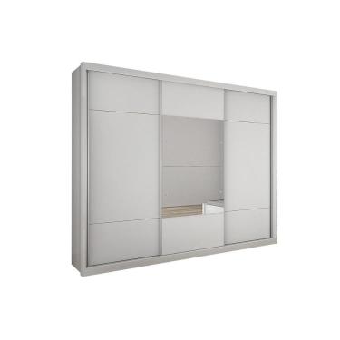 Imagem de Guarda Roupa Casal 3 Portas De Correr E 4 Gavetas C/ Espelho Arezzo Plus Branco - Novo Horizonte