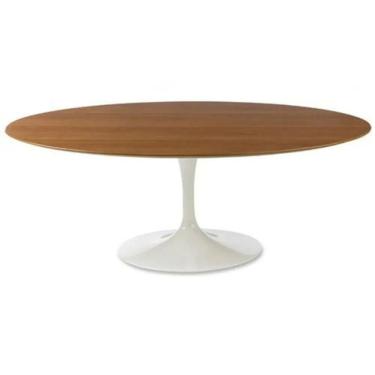 Imagem de Mesa De Jantar Tulipa Saarinen Oval 137x90 Cm Tampo Freijó Cores Branco