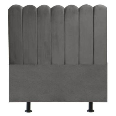Imagem de Cabeceira Nuvem Cama Casal 140 Cm Alanis Suede Cinza Escuro