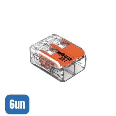 Imagem de 6 Conectores Emenda 2 Polos 221-412 - Wago