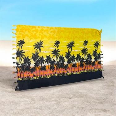 Imagem de Canga Saida De Praia Poliester Paisagem Coqueiros Retangular Cor:Amare