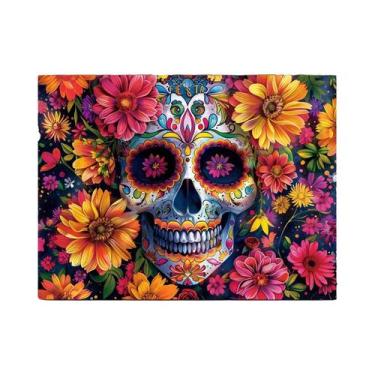 Imagem de Grande Faixa De Festa Com Caveira Mexicana E Flores, Decoração Para O 