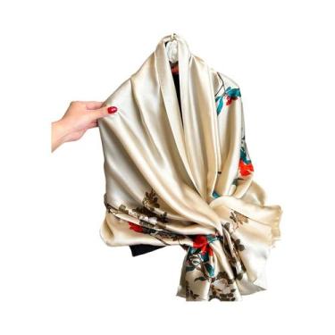 Imagem de Lenço De Seda Luxuoso Feminino 180x90CM Estampa Fashion Xale Longo Pro