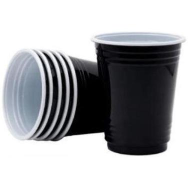 Imagem de 50 Mini Copo Americano Preto Festa Descartável Premium 30Ml - MOR