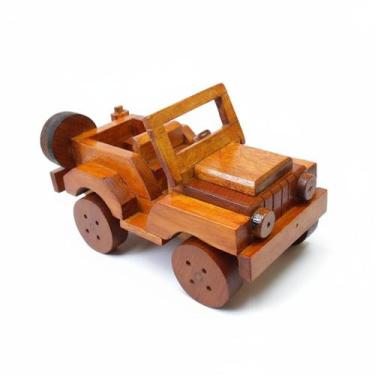 Imagem de Jeep De Madeira Brinquedo Artesanal Decorativo - Mar artefatos