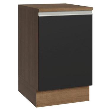 Imagem de Balcão De Cozinha 50cm 1 Porta Rustic/preto Glamy Madesa Rustic/preto