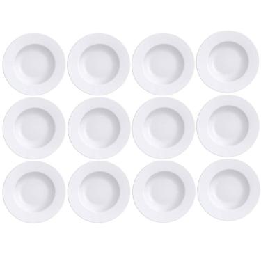 Imagem de Kit 12 Pratos Rasos de Porcelana Branca 28cm Maria Augusta Jogo de Jantar Tramontina
