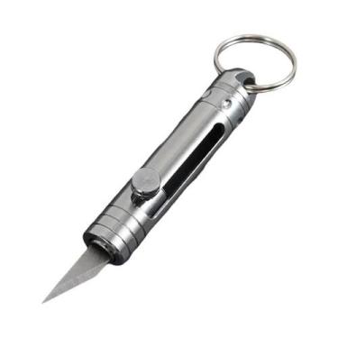 Imagem de Mini Faca Retrátil De Latão Com Chaveiro, Cortador De Papel Automático