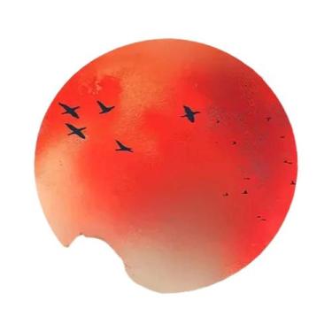 Imagem de Pintura Em Tela De Guerreiro Samurai Da Lua Vermelha Com Paisagem Japo