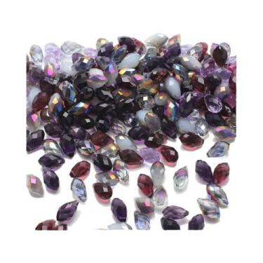 Imagem de Contas De Vidro Verde Cristal Em Formato De Gota 30 Peças 8x13mm Lapid