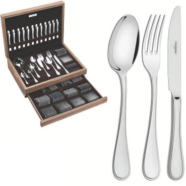 Imagem de Faqueiro Tramontina Firenze Em Aço Inox Com Estojo De Madeira 130 Peças 66925223