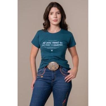 Imagem de CAMISETA FEMININA TEXAS FARM - TRADITIONAL - CF375 - AZUL PETROLEO/ AZUL CLARO-Feminino