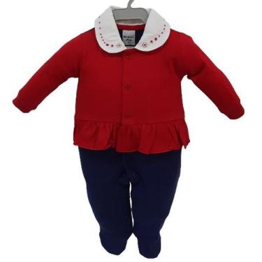 Imagem de Macacão Longo Luxo Bebê Menina Enxoval Baby Bordado 2837 - CHUQUINHA B