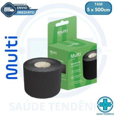 Imagem de Bandagem Elastica Adesiva 5m x 5cm Preta Multilaser Fisioterapia e Esp