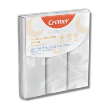 Imagem de Fralda de Pano Premium RN Branca 80 Fios 70x70cm Conforto - Cremer