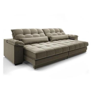 Imagem de Sofá 4 Lugares Retrátil e Reclinável Majestic Veludo Fendi - Modern