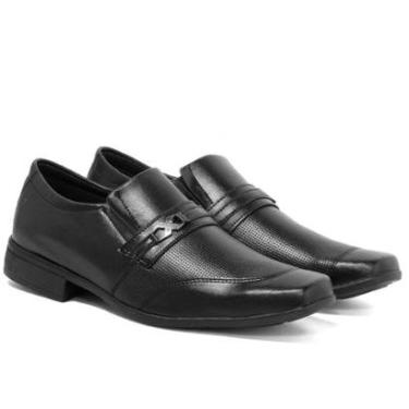 Imagem de Sapato Social Masculino Clássico Preto Cappuccino Bico Fino Quadrado De Calçar Elástico...