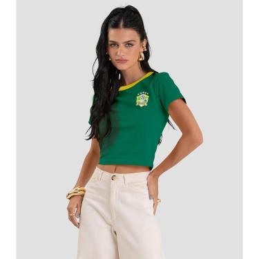 Imagem de Blusa Feminina em Cotton Leve Brasil Dianna Verde-Feminino