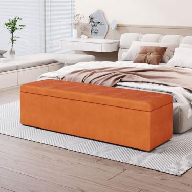 Imagem de Calçadeira Baú Lua em Veludo para Cama Box Casal Queen 160cm