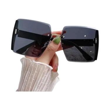Imagem de Óculos De Sol Clássicos Pretos Grandes Estilo Coreano Com Proteção UV 