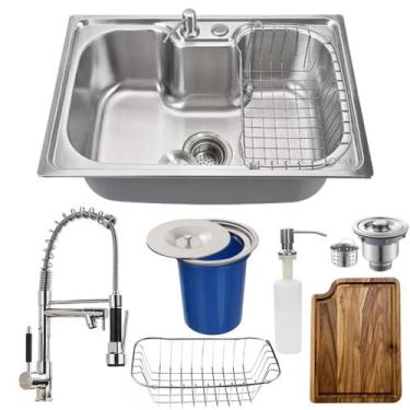 Imagem de Cuba Gourmet 60x42 Inox304 + Kit Completo E Torneira Cromada - Stillus