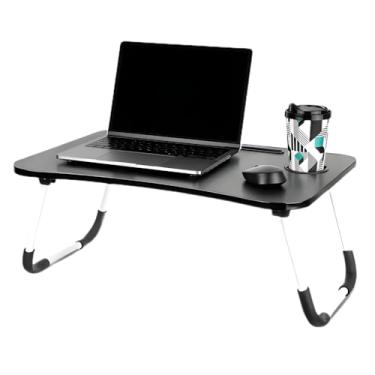 Imagem de Mesa Para Notebook Portátil Articulada Mdf Grafite Suporte Para Laptop Dobrável Home Office Cama Porta Tablet (Preto)