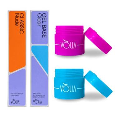 Imagem de Kit Sachê Gel Base 12g Classic Nude 14g 2 Potes Vòlia Manicure Unha de