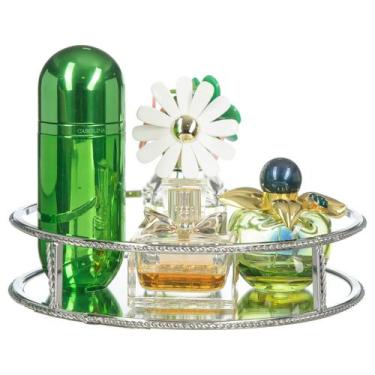 Imagem de Bandeja Espelhada Decoração Perfumes Velas Cosméticos Luxo Redonda Lav